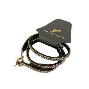 Rhinestone and Faux Suede with Gold Accent Toggle Closure Bracelet by Gennaro